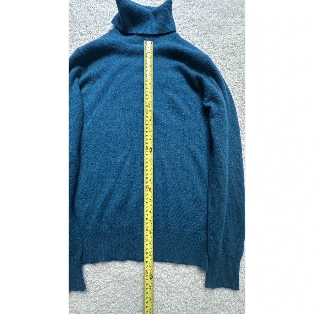 Neiman Marcus Cashmere Sweater Women M 100% Cashmere Teal Turtleneck Pullover